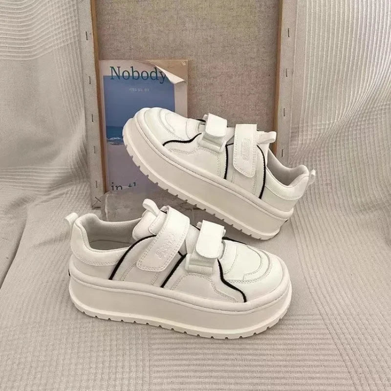 Little White Shoes Heightening Women's Shoes New Outdoor Sneakers Summer Leather Platform Casual Running Shoes Girl