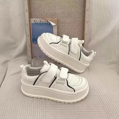 Little White Shoes Heightening Women's Shoes New Outdoor Sneakers Summer Leather Platform Casual Running Shoes Girl