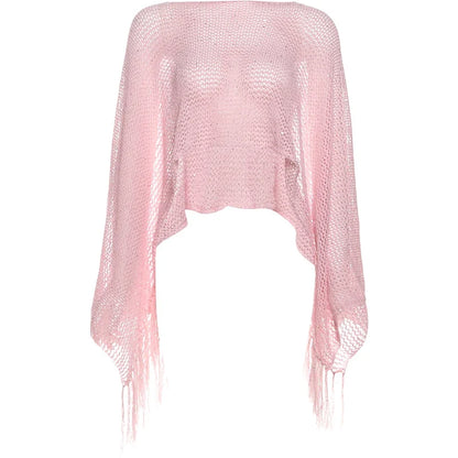 Elegant Chic Mesh Knit Crop Top Women Irregular Sequins Tassel Solid Midnight Clubwear Music Festival Slim Short T-Shirt