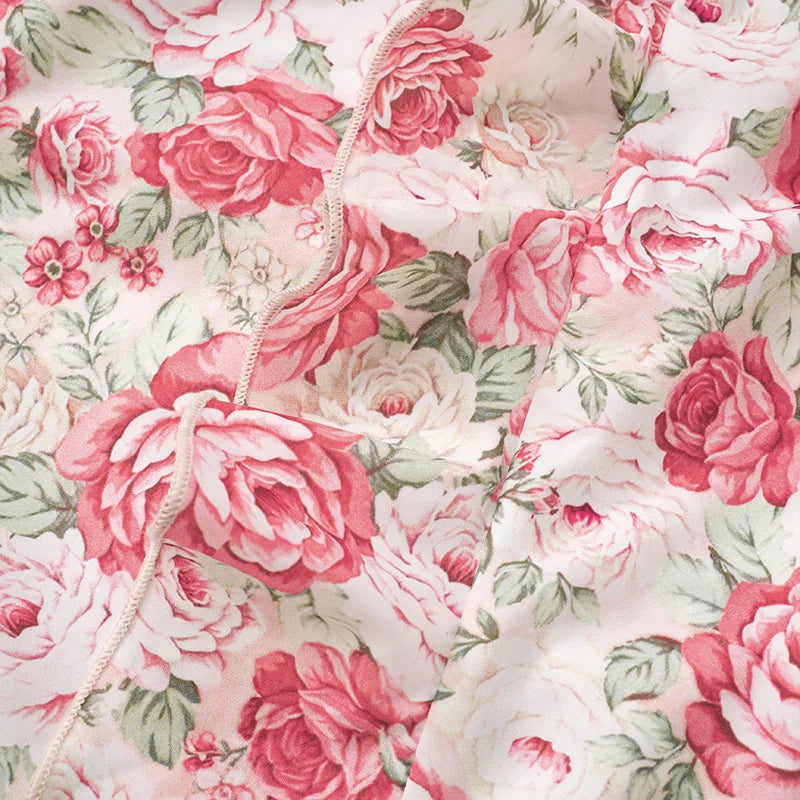 Flower Printed Strap Dress 2025 Spring New Fashion Elegant Sleeveless V Neck High Slit Ruffles Vestidos Beach Vacation Robe