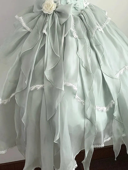 White Moonlight Long Dress Elegant Pettiskirt