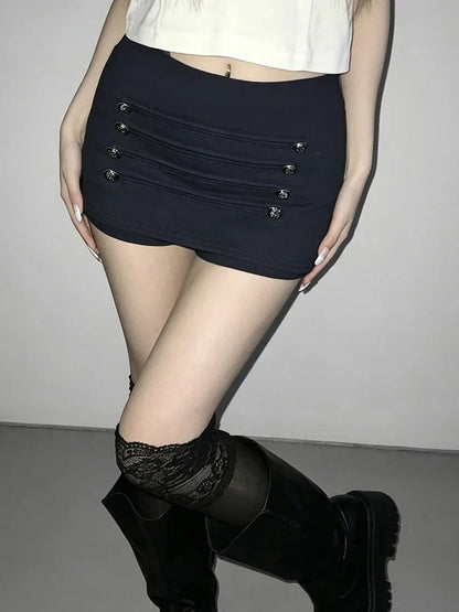 Chic Trend Skirt Women Hottie Sexy Button Patchwork Fashion Wild Midnight High Street Clubwear Simple Daily Outfits