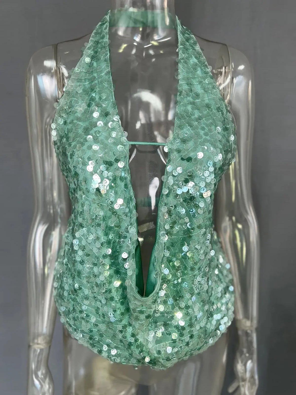 Summer Backless Solid Sequins Women's Tops Sexy Halter Sleeveless Crop Camis Lady Cute Party Shining Top Holiday Beach Tanks