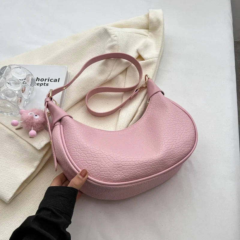 Silver PU Leather Shoulder Bags For Women 2024 Y2K Large Capacity Female Underarm Crossbody Bag Handbag Sac A Main