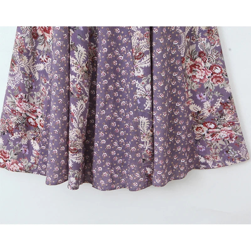 Vintage Floral Print Sling Vacation Dress Women New 2026 A-line Midi Big Swing Casual Summer Dresses