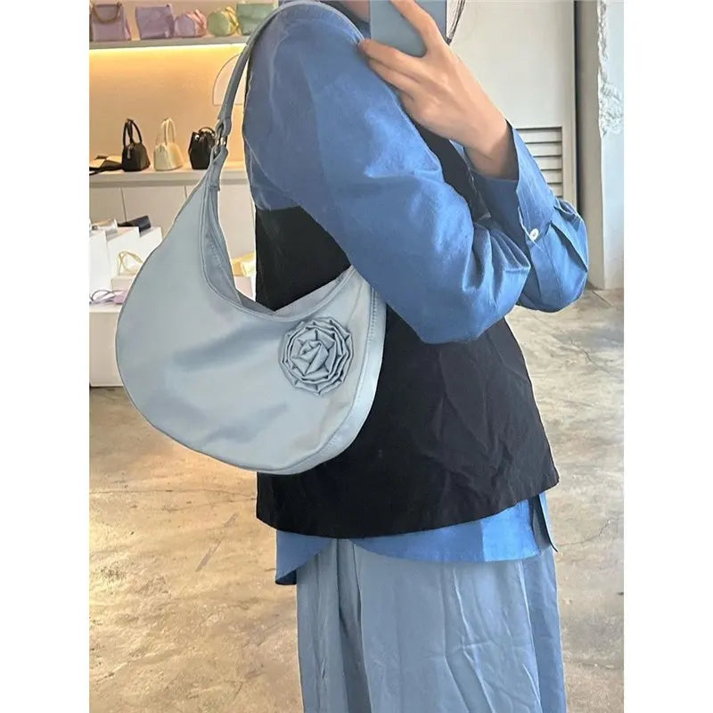 Vintage Casual Patchwork Flower Shoulder Bags Streetwear All Match Trendy Underarm Bag Fashion Simple Casual Women's Handbags