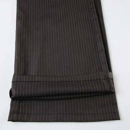 Fall Winter 2025 New Women's Casual Pants Retro Striped Wide-Leg Straight-Cut Pants Elegant Style Low-Waist Drapey Trousers
