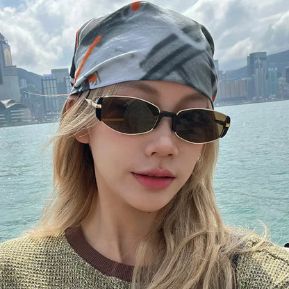 Trendy Small Square Women's Sunglasses Metal Frame Sun Glasses Vintage Shades UV400 Eyewear Narrow Eyeglasses Driver Goggle