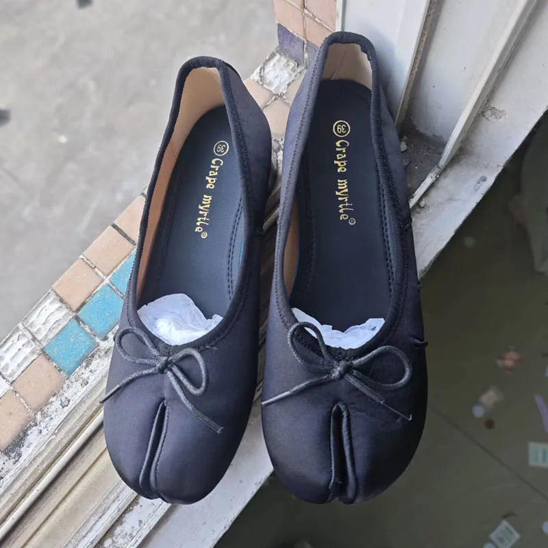 Spring Fashion Round Tabi Toe Handmade Flats Women Design Ballet Ladies Comfortable Shoes Zapatos De Mujer