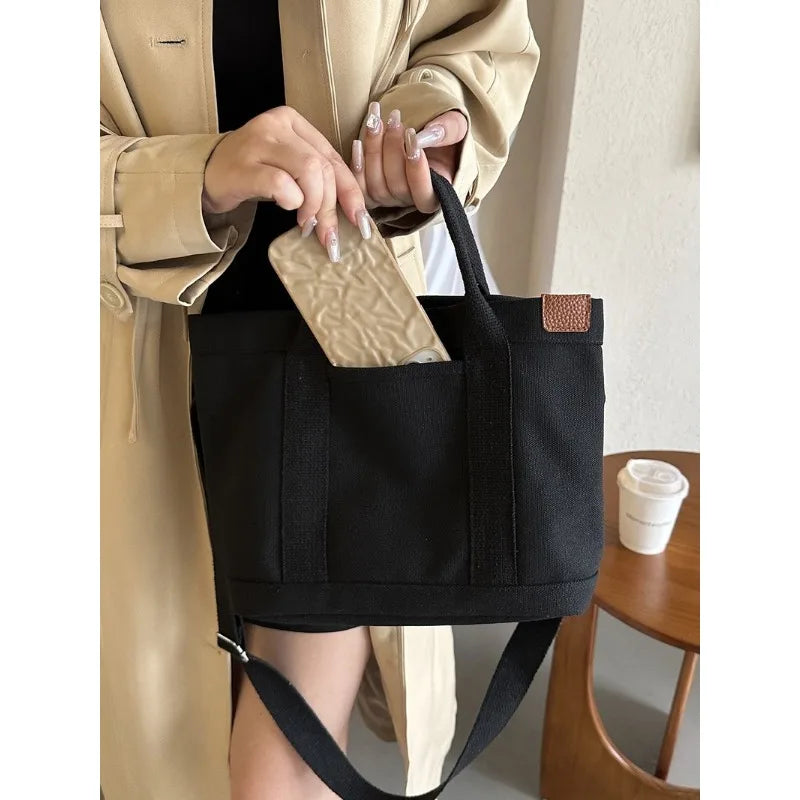 Women Canvas Shoulder Bags Korean Fashion Cloth Girl Students Handbags Large Crossbody Bag for Woman Phone Purse