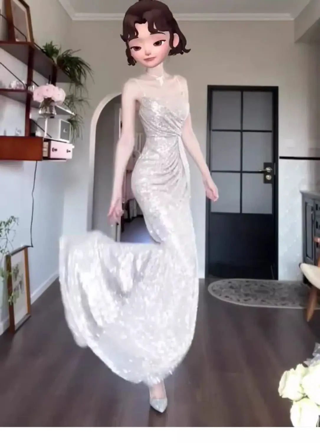 Annual & Engagement Party Gown - High-End, Light Luxury, Niche Dress for Bride's Morning, Toast & Sling Camisole