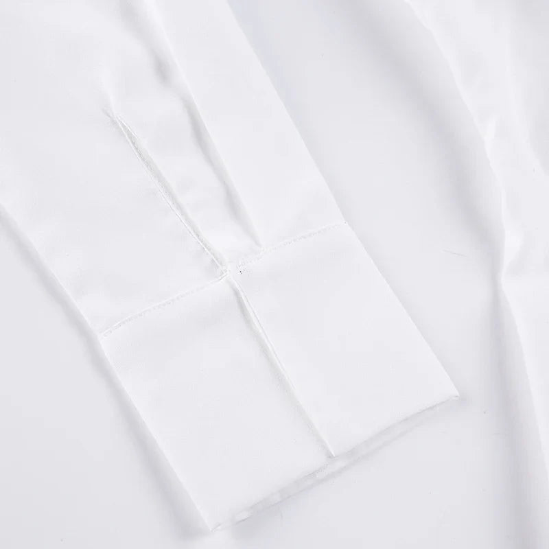 Ruffles Bandage Blouses Sexy Long Sleeve Slim Fit Casual Women Shirts Elegant Designed All-matched White Autumn Blouses