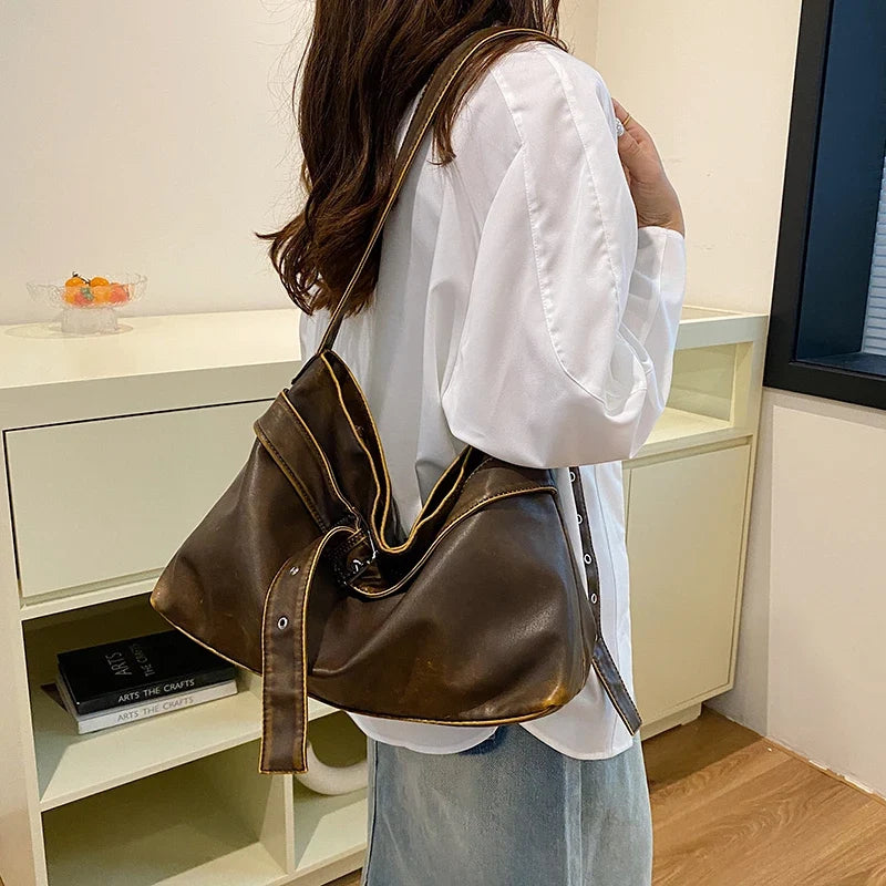 High Quality Soft Leather Messenger Bag For Women Retro Handbag Large Capacity Travel Bag Portable Shoulder Crossbody Bag Brand