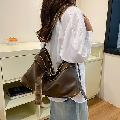 High Quality Soft Leather Messenger Bag For Women Retro Handbag Large Capacity Travel Bag Portable Shoulder Crossbody Bag Brand