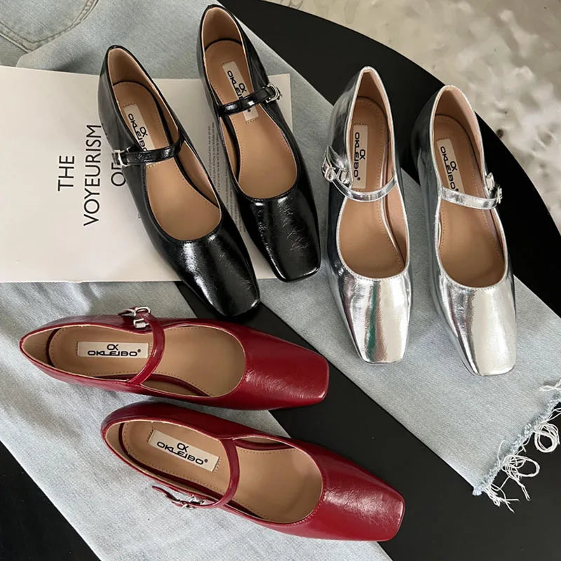 Spring New Women Mary Jane Shoes Fashion Round Toe Shallow Slip On Ladies Flat Shoes Soft Sole Outdoor Dress Ballerina