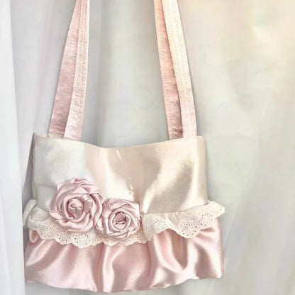 Contrast Color Fashion Office Lady Women's Handbags Y2k Aesthetic Elegant All Match Shoulder Bags Patchwork Flower Underarm Bag