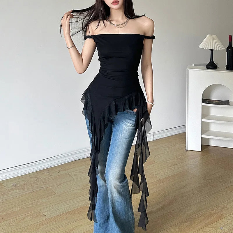 Tassel One Shoulder Trendy Strapless