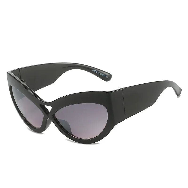 Fashion Y2K Cat Eye Sunglasses Women Retro Big Butterfly Shape Hollow Eyewear Shades UV400 Trending Wide Legs Men Sun Glasses