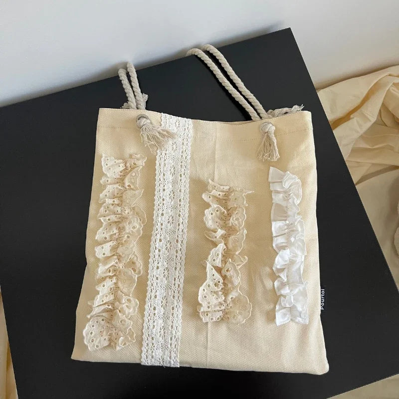 Luxury Design Japanese Kawaii Tote Bag Vintage Sweet Patchwork Cute Handbags Y2k Aesthetic Women All Match Shoulder Underarm