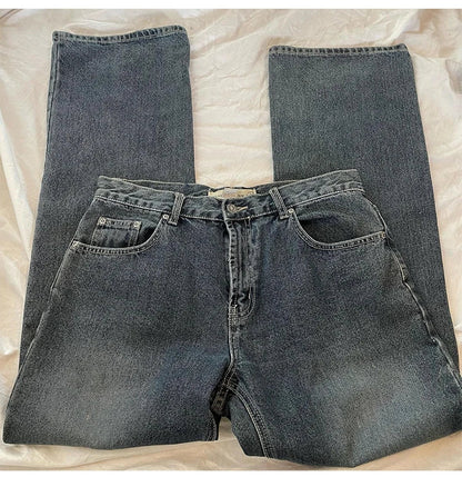 Baggy Jeans Straight Leg Pants Y2k Denim Trousers Vintage Loose Blue Washed Mom Jeans New Fashion High Waist Jeans Women