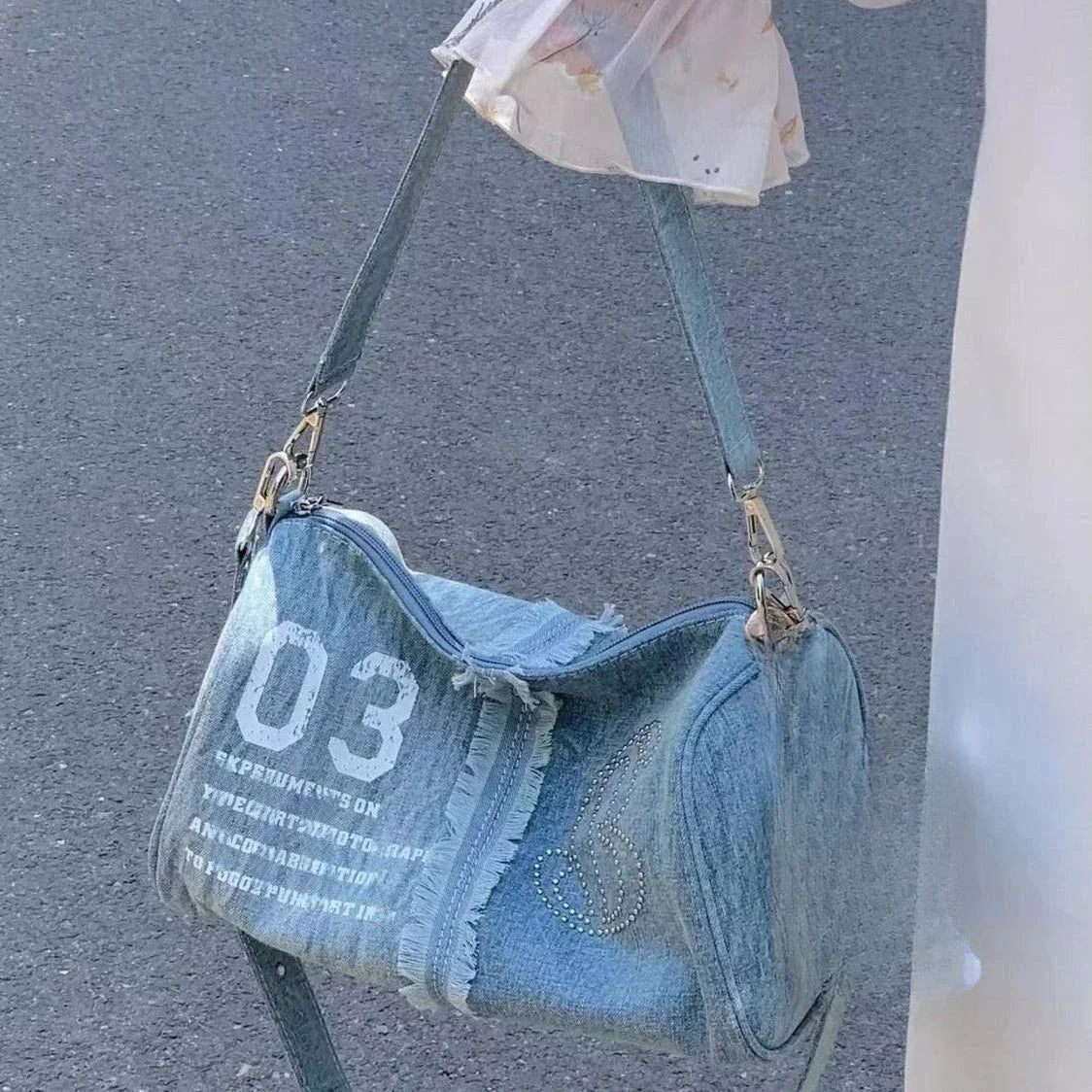 Retro Denim Shoulder Bag New Versatile Boston Crossbody Bag Causal Fashion Korean Women Bags