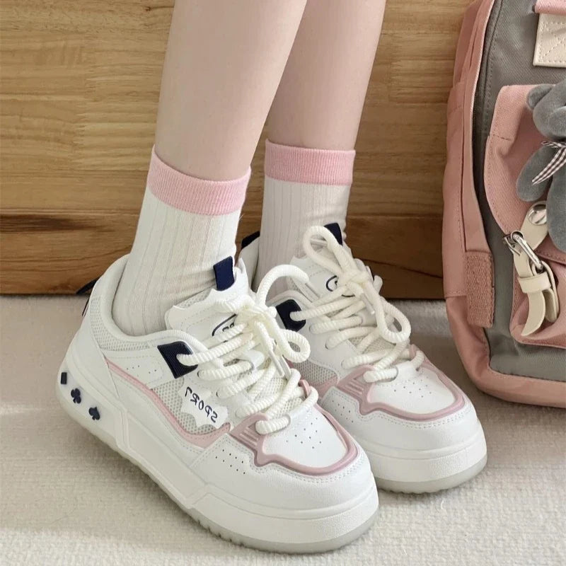 Original Niche Womens Volcanise Shoes Thick Sole Versatile Skateboard Shoes Breathable Lightweight Casual Sneakers
