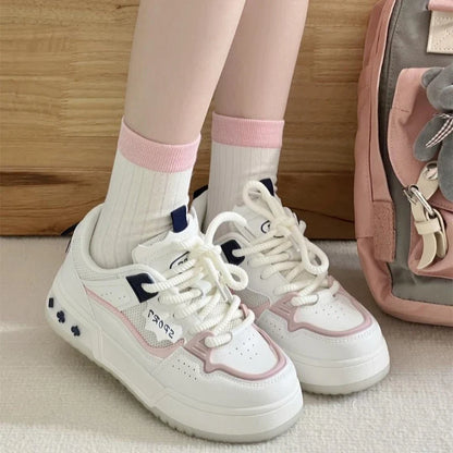Original Niche Womens Volcanise Shoes Thick Sole Versatile Skateboard Shoes Breathable Lightweight Casual Sneakers