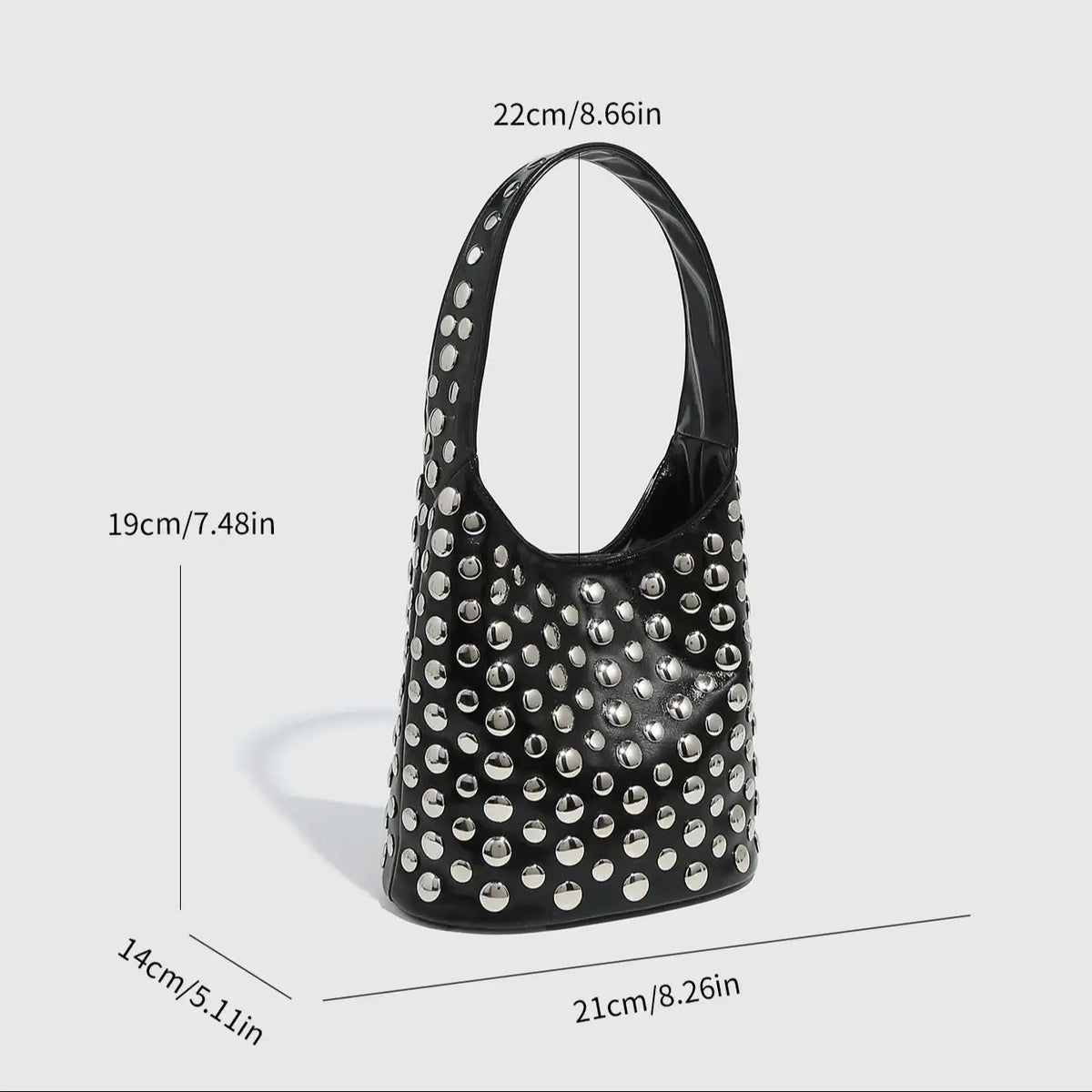 New Rivet Bucket Bag Motorcycle Texture Trend Handbag Highlights Unique Personality Tortoise Shell Sequins Soft Ladies Bag