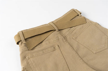 Vintage Women's Denim Shorts Hight Waisted Pockets Khaki Y2k Casual Jeans Cargo Pants Gothic Black Short Jeans Summer New