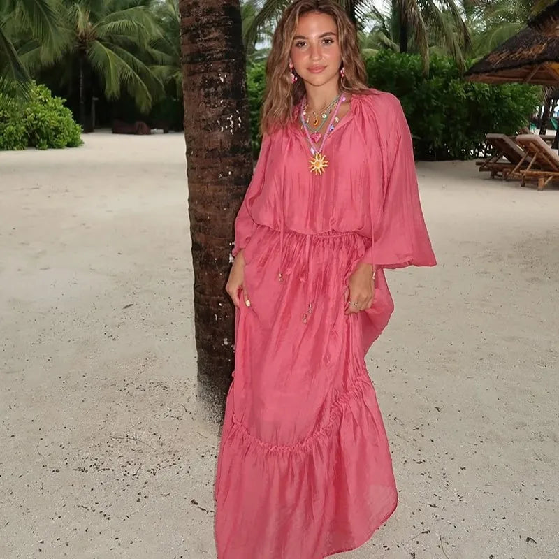 Casual Style Wrinkle Shirt Women's Top+high Waist Long Skirt Women Set 2pcs Fashion Boho Beach Spring Summer Outfits