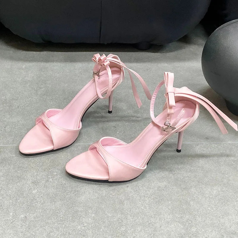 Luxury Female Butterfly-Knot Footwear Pumps Ladies High Heels Shoes Fashion Pointed Toe Women Thin Heels Shoes 2025 New