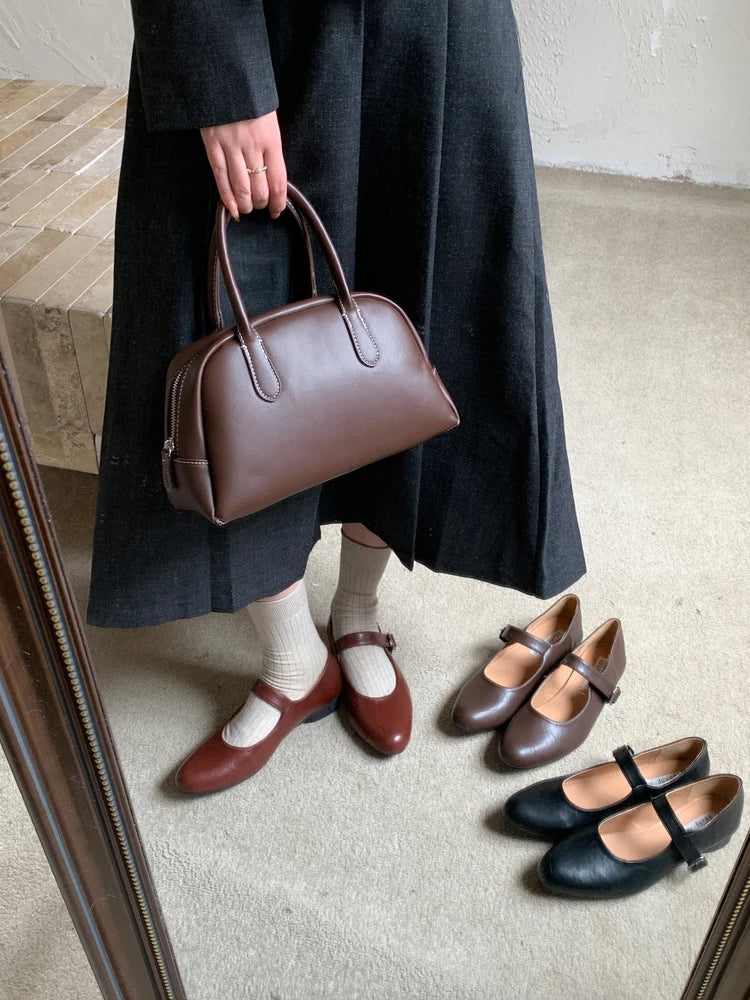 Fashion Women Flats Brand Design Square Toe Women Ballet Shoes Casual Buckle Strap Female Dress Shoes Low Heels Mu