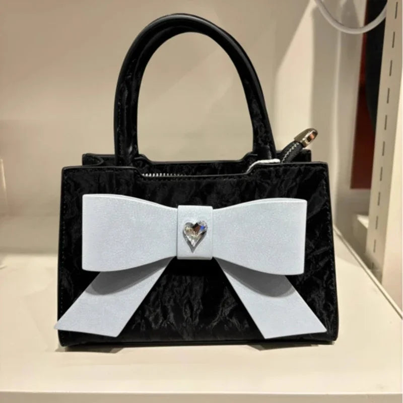 Japanese Fashion Fairy Top-Handle Bags Office Lady Sweet Y2k Aesthetic Shoulder Crossbody Bag Casual Elegant Bow Women Handbags