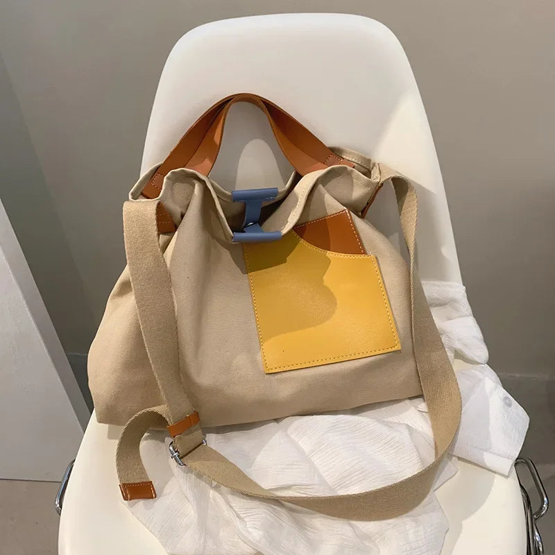 Ladies' Large Capacity Tote Bag Hand-held Canvas Shoulder Bag Young Fashion Versatile Casual Crossbody Bag