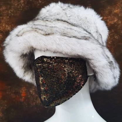 Winter 58-60cm XL Faux Fur Bucket Hat For Women Outdoor Warm Luxury Oversize Fisherman Hat Girl Trendy Party Long Fur Panama Cap