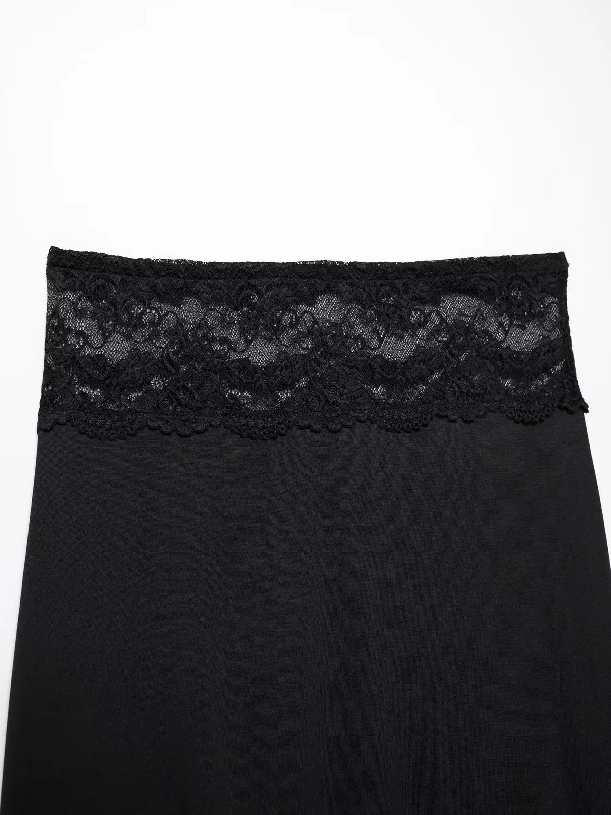 Lace Splicing Mid-Length Skirt Women High-Waisted Fluid Stylish Casual Commuter Skirt Spring Summer New Street Skirt