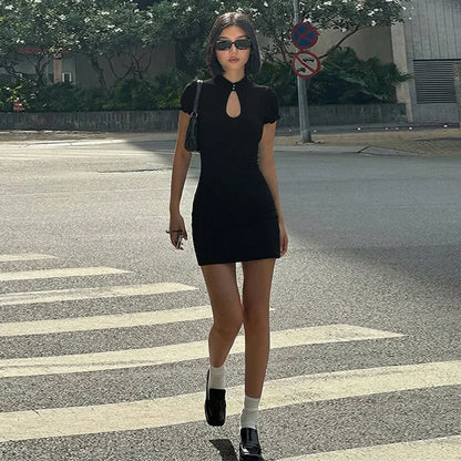 Club Dress for Women Spring New Sexy Slimming Low Cut Short Sleeve Party Dress