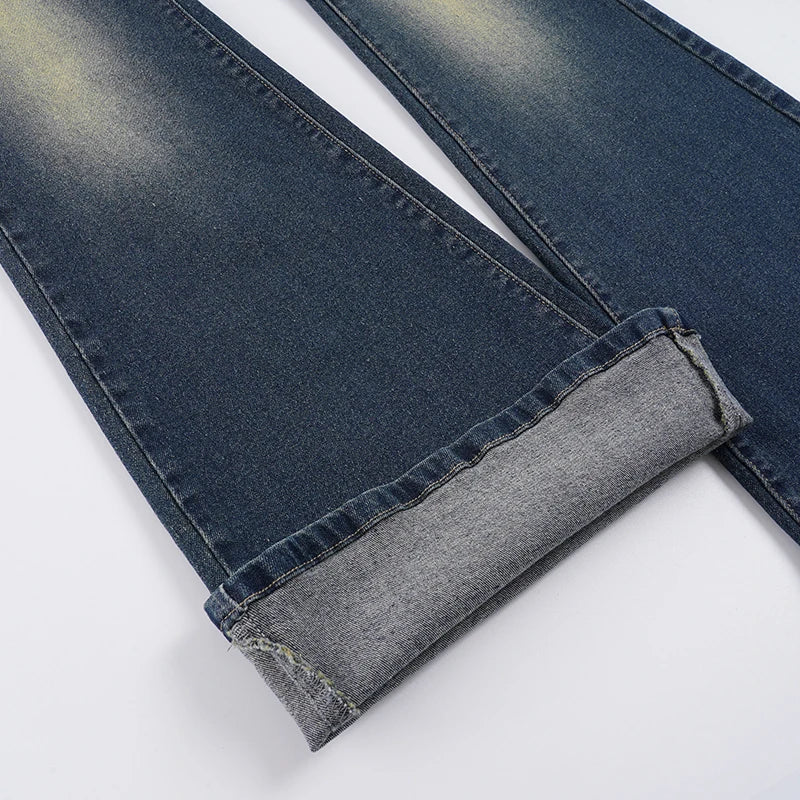 Y2k Low Rise Flared Jeans Woman Aesthetic 2000s Clothes Retro Casual Denim Trousers All Match Bottom Streetwear Pants