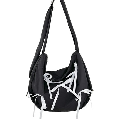 Sweet Girls Bowknot Nylon Shoulder Women Bag Korean Niche Design Bow Summer Travel Beach Bag Female Totes Bags for Women Handbag