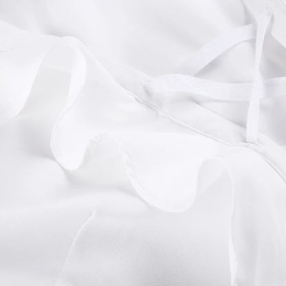 Ruffles Bandage Blouses Sexy Long Sleeve Slim Fit Casual Women Shirts Elegant Designed All-matched White Autumn Blouses