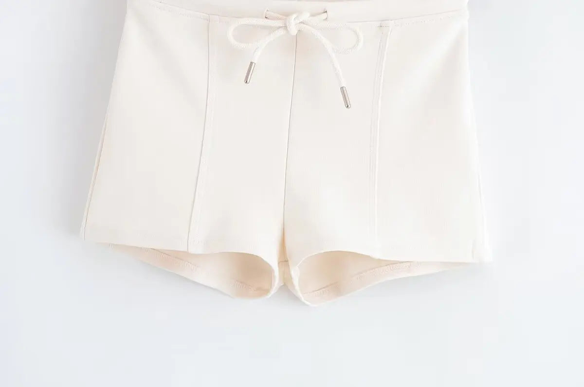 Sexy Fashion Women's Suit Solid Color Backless Zipper Suspender Top Straight Shorts New Summer Beach Party Holiday Suit