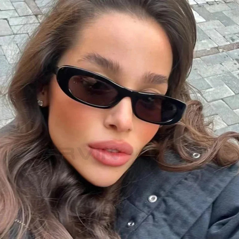 Fashion Cat Eye Sunglasses Women's Luxury Brand Small Oval Black Sun Glasses Women Goggle Trends Rectangle Eyewear UV