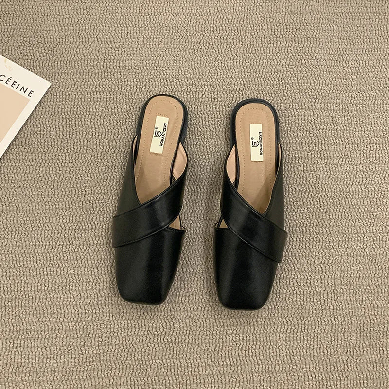 New Summer Baotou Half Women's Slippers Anti-slip Wear Fashion Outdoor Ladies Mules Casual Lovely Wind Woman Sandals