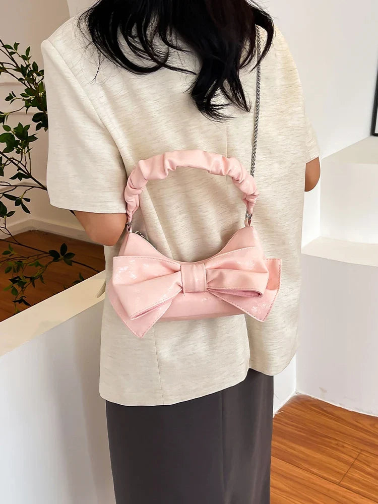 Bow Totes Hobos Shoulder Crossbody Bag for Women Casual Handbag and Purses 2024 New Trendy Design Messenger Bags