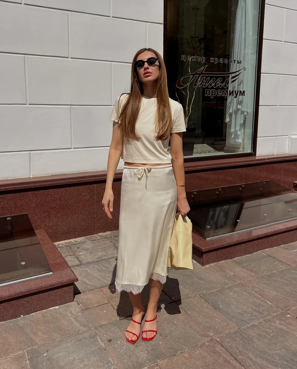 Fashion Satin Lace Patchwork Drawstring Short Skirt Feminine Elegant Slim Fit Midi Skirt Female Summer Streetwear