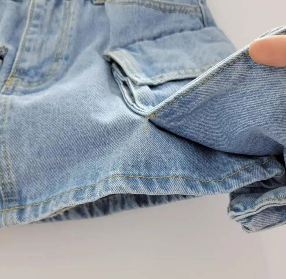 Y2K Low Waist 3D Pockets Mini Denim Skirt With shorts lining Sexy Rope Bow Side Package Hips Short Skater Light blue gray white