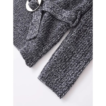 High Street Women Sexy Off Shoulder Knit Sweater Long Sleeve With Belt Slim Gray Pullover Female Autumn Winter Knitwear