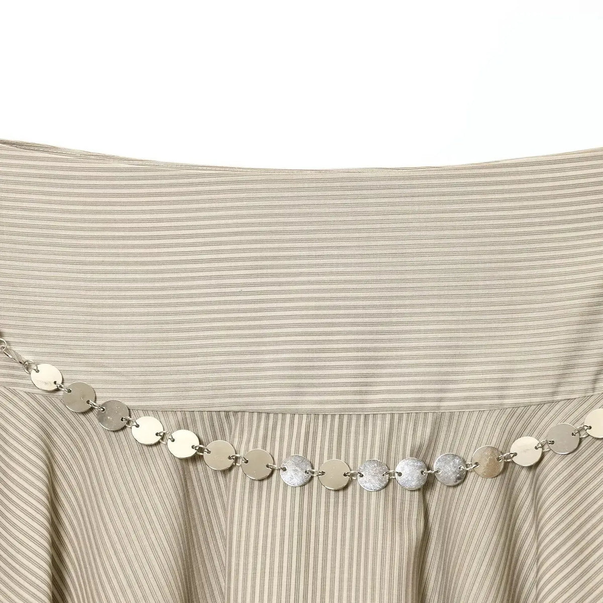ins Style Temperament Fashion Women's Clothing Simple Striped Belt Asymmetrical Midi Skirt