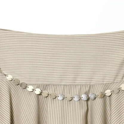 ins Style Temperament Fashion Women's Clothing Simple Striped Belt Asymmetrical Midi Skirt