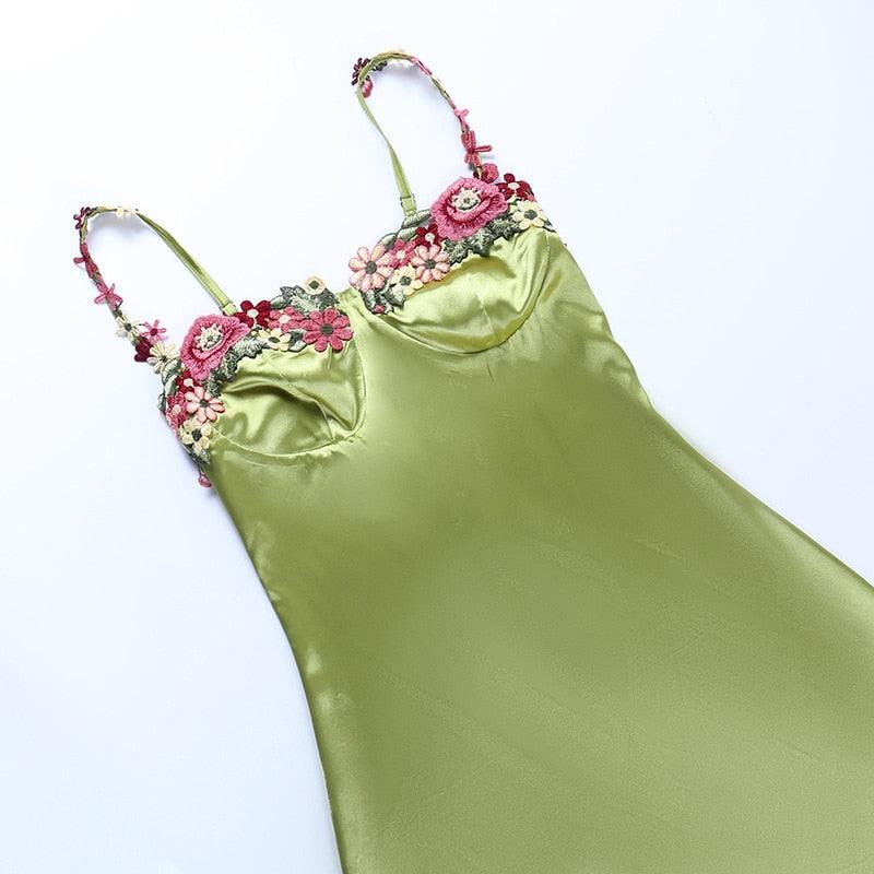 Spaghetti Strap Floral Print Satin Mini Dress